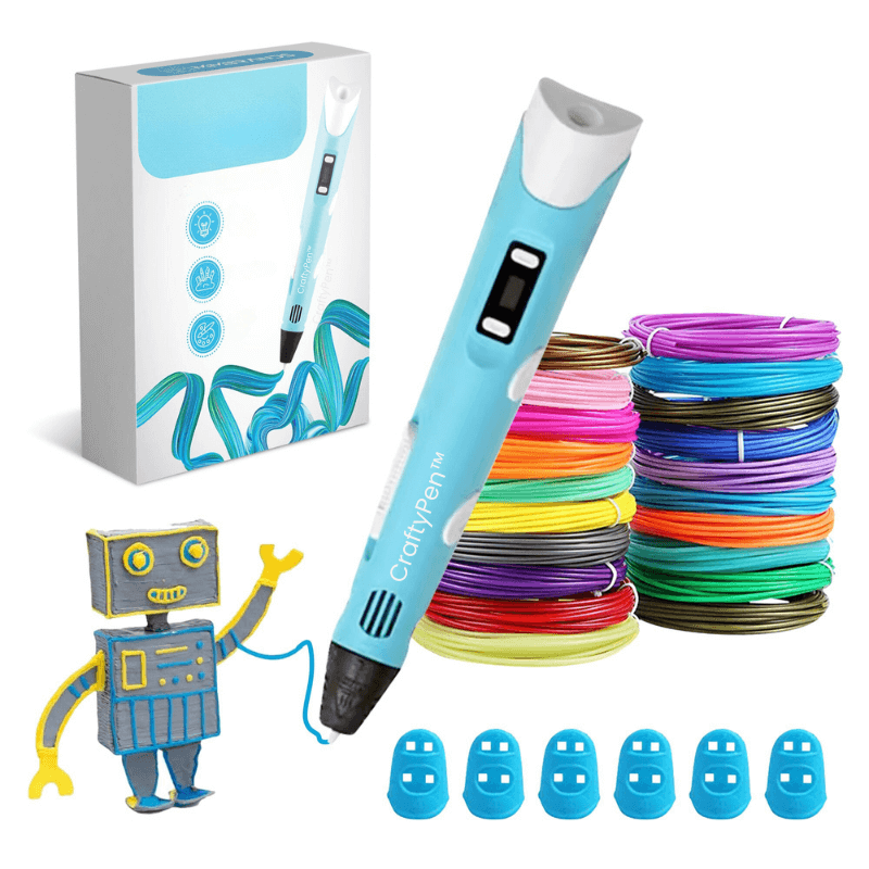 CraftyPen™ - 3D Penn Startpakke - 100M Filament - 10 Farger