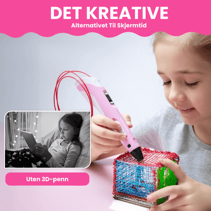 CraftyPen™ - 3D Penn Startpakke - 100M Filament - 10 Farger